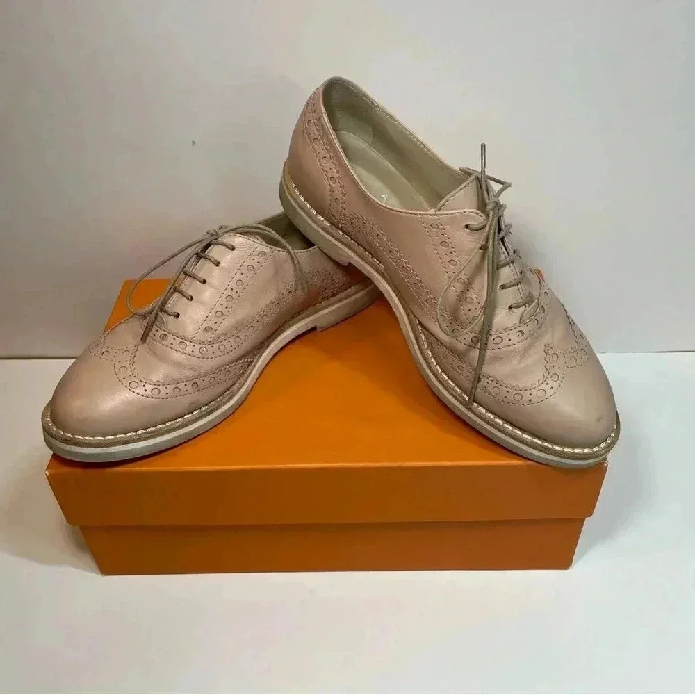 AGL Attilio Giusto Leombruni Metallic Calfskin Leather Oxfords Women’s  Size 7